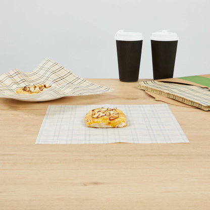 Chef 101 No PFAS Added Plaid Paper Bakery Wrap and Basket Liner - Greaseproof - 12" x 12" - 2000 count box