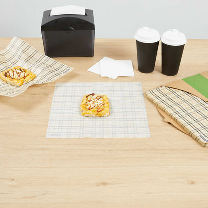Chef 101 No PFAS Added Plaid Paper Bakery Wrap and Basket Liner - Greaseproof - 12" x 12" - 2000 count box