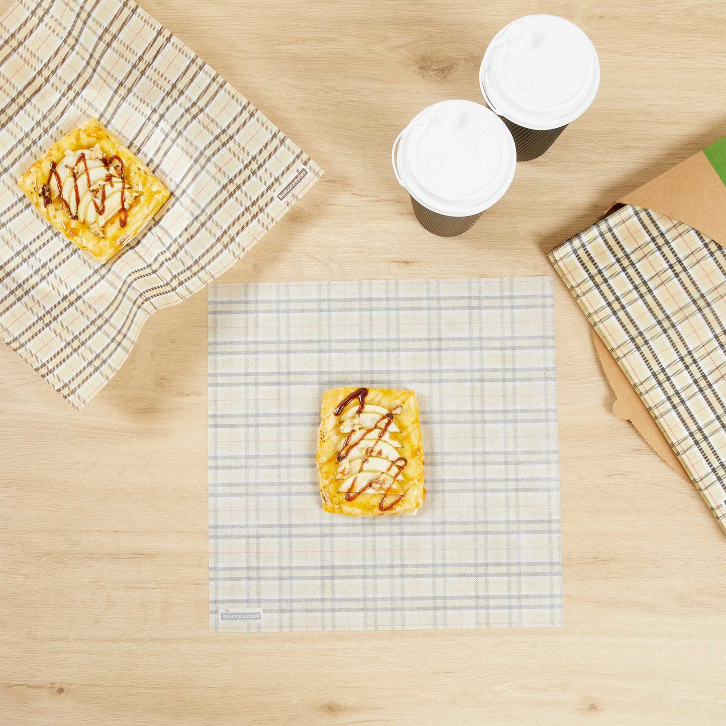 Chef 101 No PFAS Added Plaid Paper Bakery Wrap and Basket Liner - Greaseproof - 12" x 12" - 2000 count box