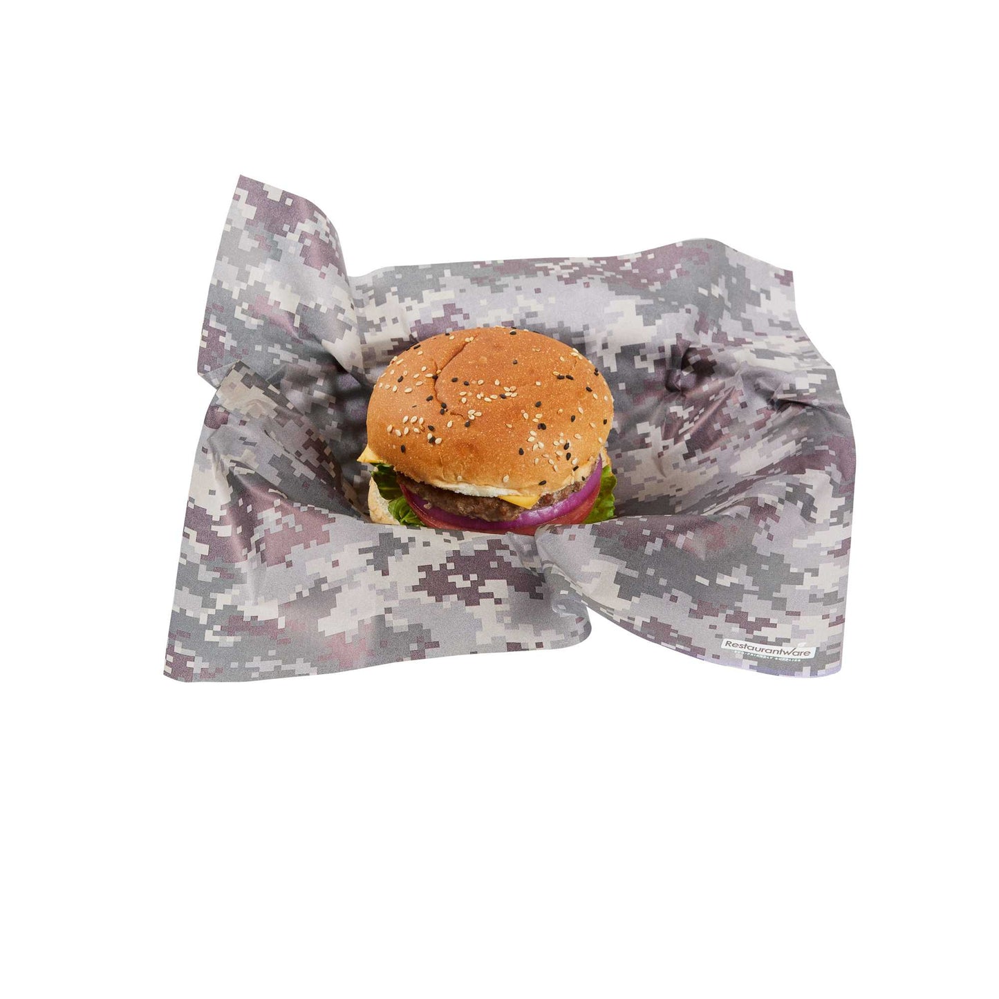 Chef 101 No PFAS Added Camouflage Paper Bakery Wrap and Basket Liner - Greaseproof - 12" x 12" - 2000 count box