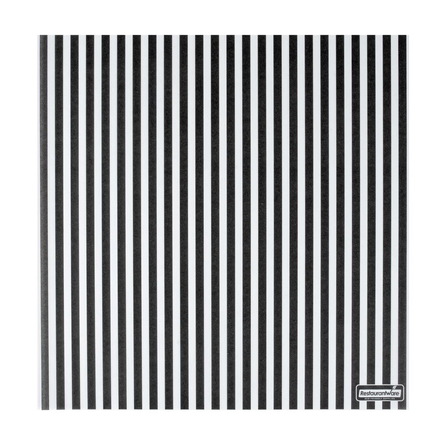 Chef 101 No PFAS Added Black and White Stripe Paper Bakery Wrap and Basket Liner - Greaseproof - 12" x 12" - 200 count box