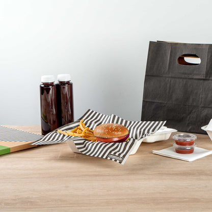 Chef 101 No PFAS Added Black and White Stripe Paper Bakery Wrap and Basket Liner - Greaseproof - 12" x 12" - 200 count box