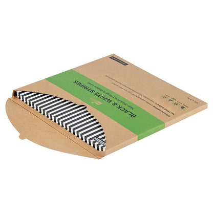 Chef 101 No PFAS Added Black and White Stripe Paper Bakery Wrap and Basket Liner - Greaseproof - 12" x 12" - 2000 count box
