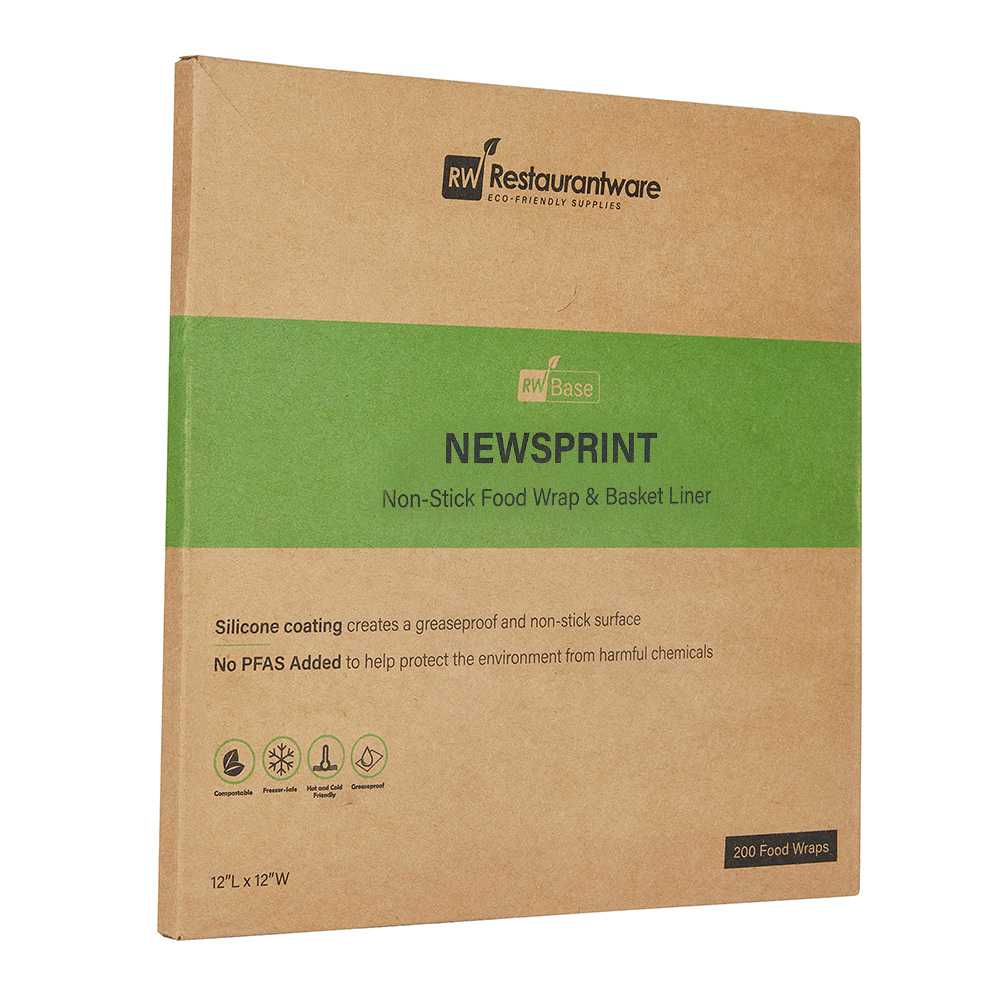 Chef 101 No PFAS Added Newsprint Paper Bakery Wrap and Basket Liner - Greaseproof - 12" x 12" - 200 count box
