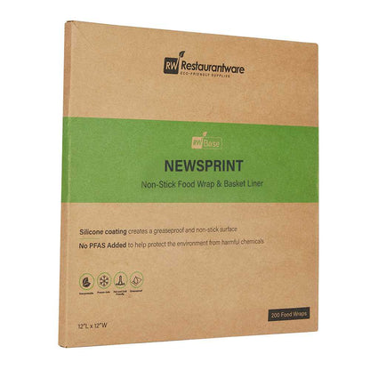Chef 101 No PFAS Added Newsprint Paper Bakery Wrap and Basket Liner - Greaseproof - 12" x 12" - 200 count box
