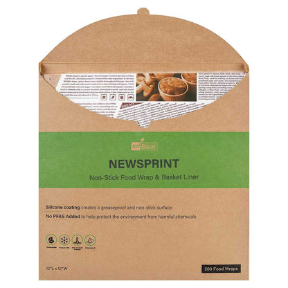Chef 101 No PFAS Added Newsprint Paper Bakery Wrap and Basket Liner - Greaseproof - 12" x 12" - 2000 count box