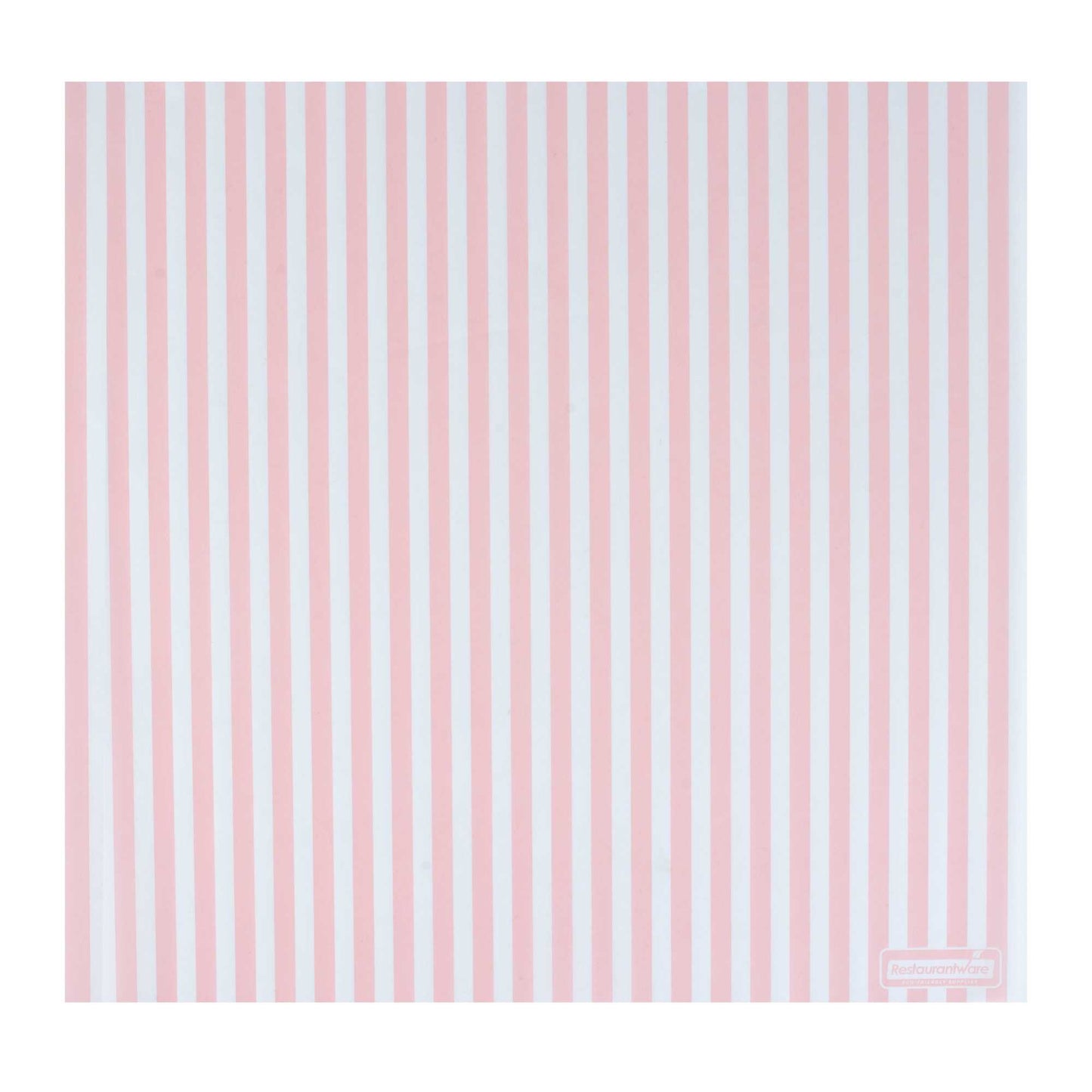 Chef 101 No PFAS Added Pink and White Stripe Paper Bakery Wrap and Basket Liner - Greaseproof - 12" x 12" - 200 count box