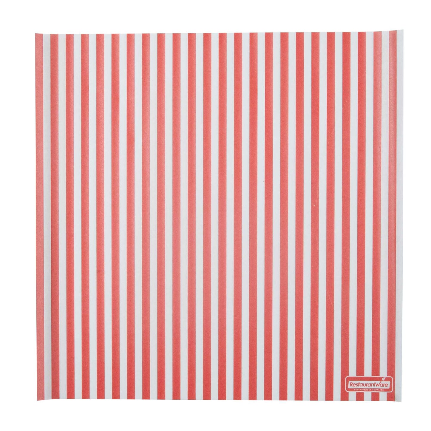 Chef 101 No PFAS Added Red and White Stripe Paper Bakery Wrap and Basket Liner - Greaseproof - 12" x 12" - 200 count box