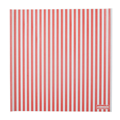 Chef 101 No PFAS Added Red and White Stripe Paper Bakery Wrap and Basket Liner - Greaseproof - 12" x 12" - 200 count box
