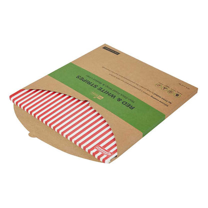 Chef 101 No PFAS Added Red and White Stripe Paper Bakery Wrap and Basket Liner - Greaseproof - 12" x 12" - 200 count box