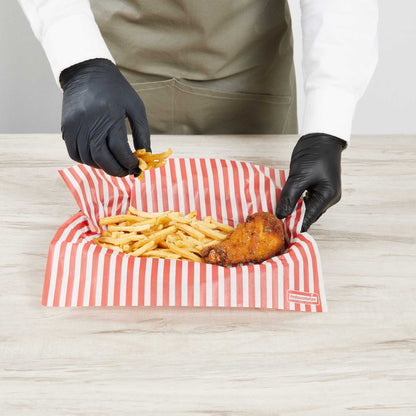 Chef 101 No PFAS Added Red and White Stripe Paper Bakery Wrap and Basket Liner - Greaseproof - 12" x 12" - 2000 count box