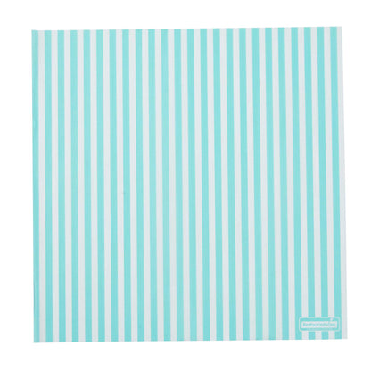Chef 101 No PFAS Added Turquoise and White Stripe Paper Bakery Wrap and Basket Liner - Greaseproof - 12" x 12" - 200 count box