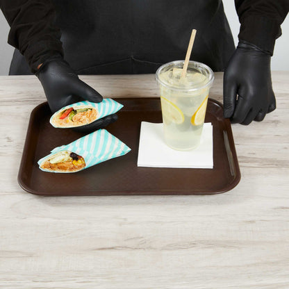 Chef 101 No PFAS Added Turquoise and White Stripe Paper Bakery Wrap and Basket Liner - Greaseproof - 12" x 12" - 200 count box
