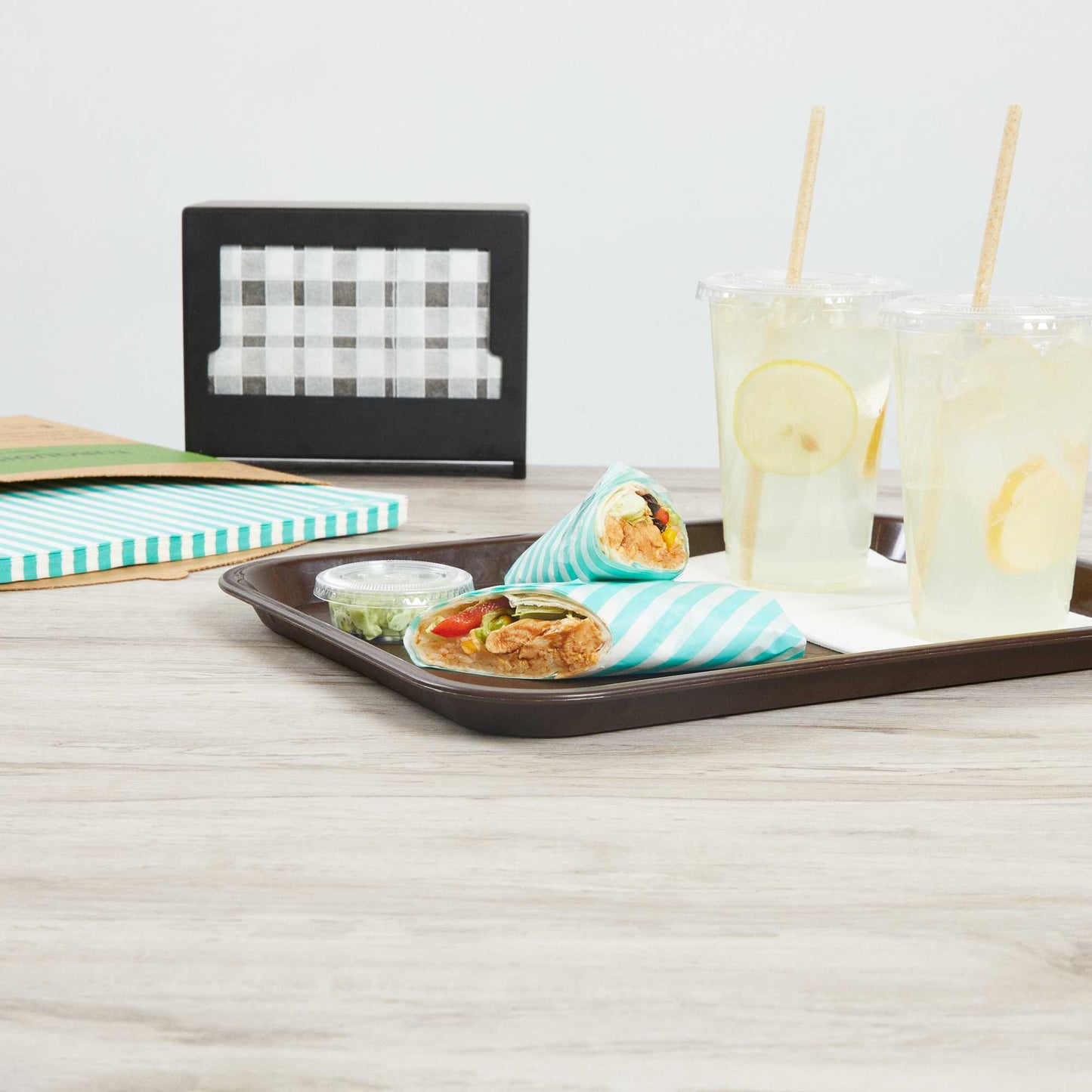 Chef 101 No PFAS Added Turquoise and White Stripe Paper Bakery Wrap and Basket Liner - Greaseproof - 12" x 12" - 2000 count box