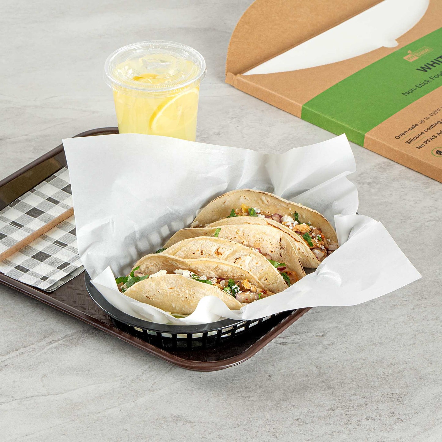 Chef 101 No PFAS Added White Paper Bakery Wrap and Basket Liner - Greaseproof - 12" x 12" - 200 count box