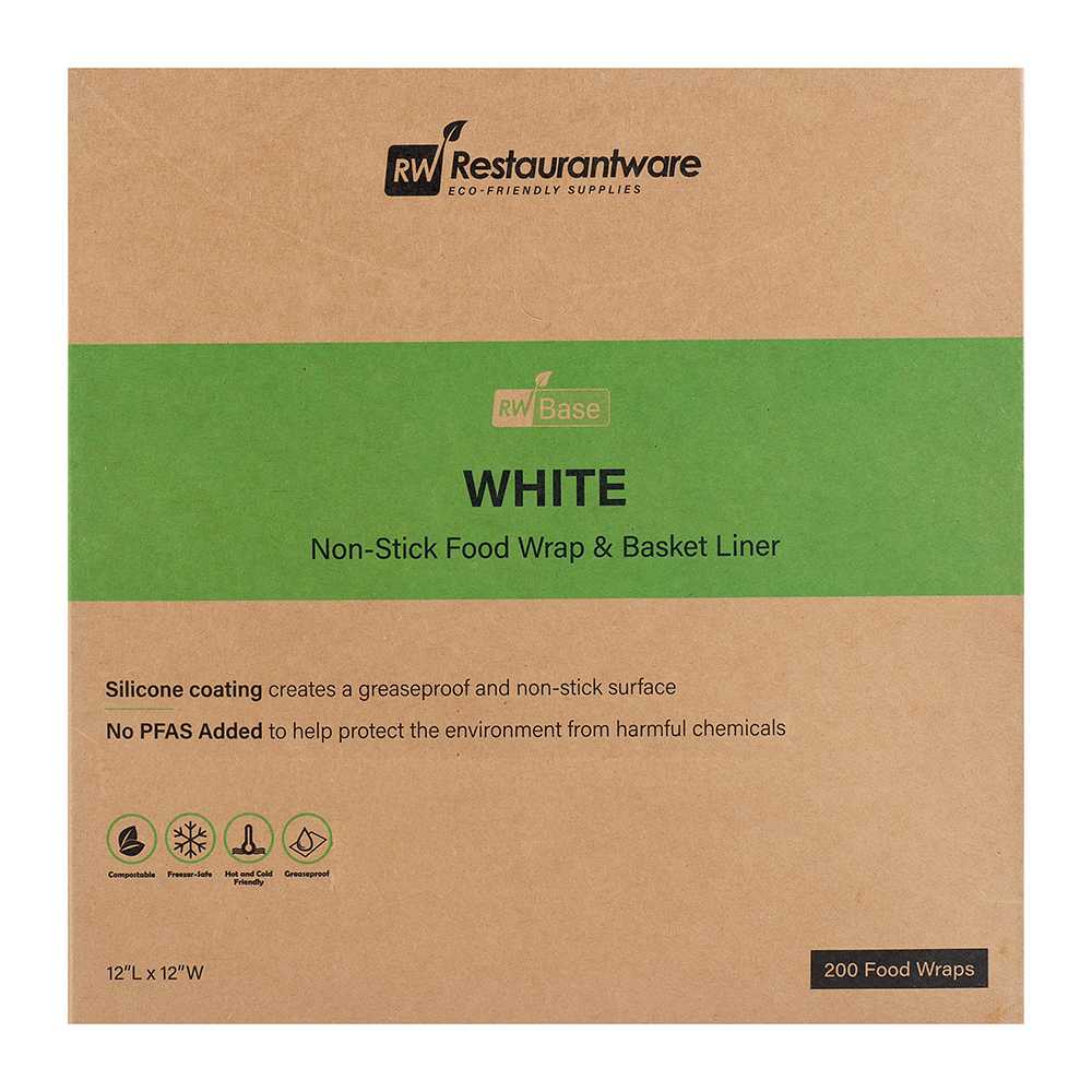 Chef 101 No PFAS Added White Paper Bakery Wrap and Basket Liner - Greaseproof - 12" x 12" - 200 count box