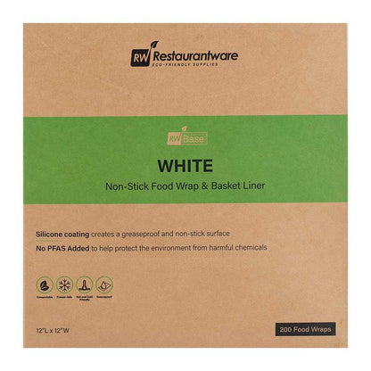 Chef 101 No PFAS Added White Paper Bakery Wrap and Basket Liner - Greaseproof - 12" x 12" - 200 count box