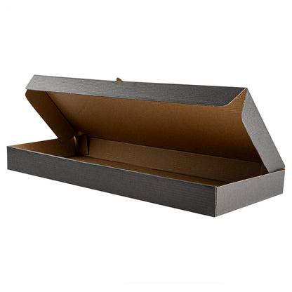Eco Pie Kraft and Black Paper Corrugated Flatbread Box - 24" x 12" x 2" - 50 count box