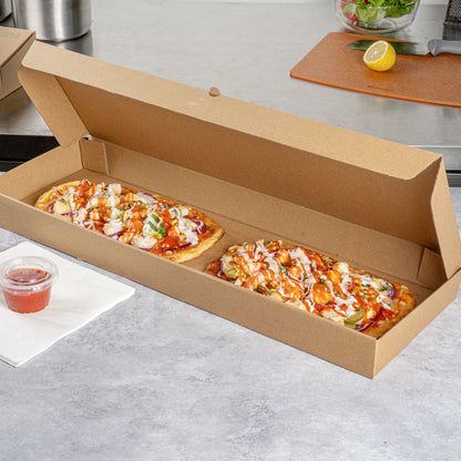 Eco Pie Kraft Paper Corrugated Flatbread Box - 24" x 12" x 2" - 50 count box