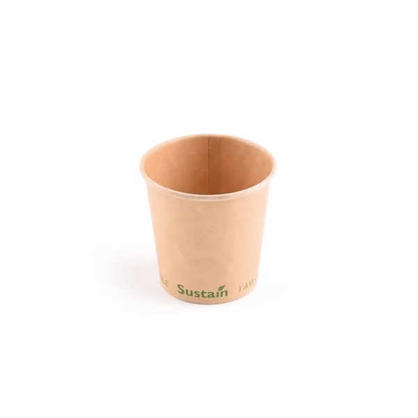 Sustain 4 oz Kraft Paper Coffee Cup - PLA Lining, Compostable, Single Wall - 2 1/2" x 2 1/2" x 2 1/4" - 50 count box