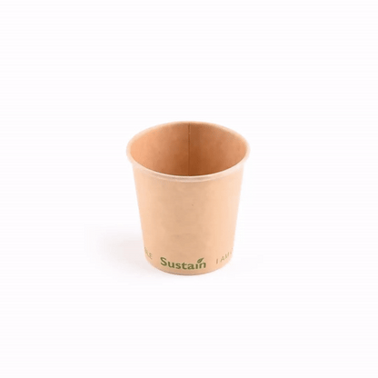Sustain 4 oz Kraft Paper Coffee Cup - PLA Lining, Compostable, Single Wall - 2 1/2" x 2 1/2" x 2 1/4" - 50 count box