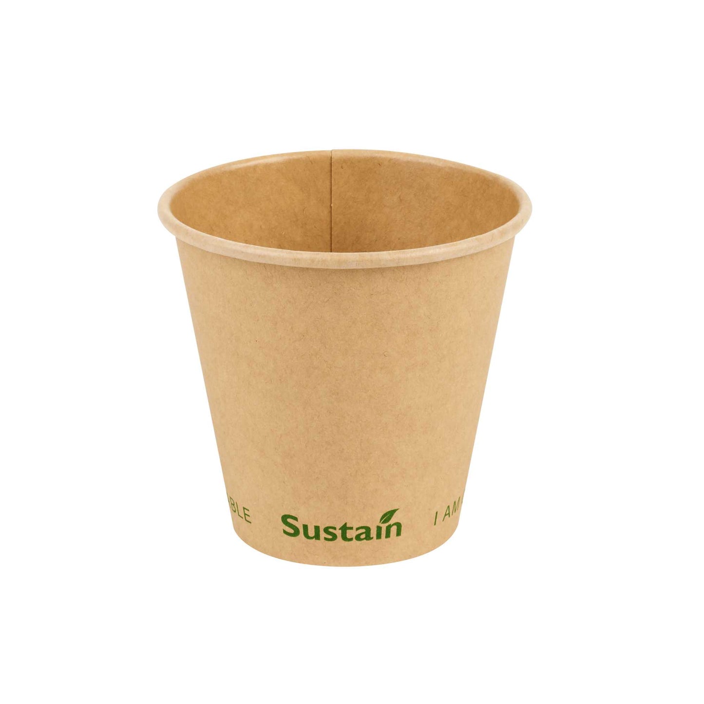Sustain 8 oz Kraft Paper Coffee Cup - PLA Lining, Compostable, Single Wall - 3 1/2" x 3 1/2" x 3 1/4" - 1000 count box