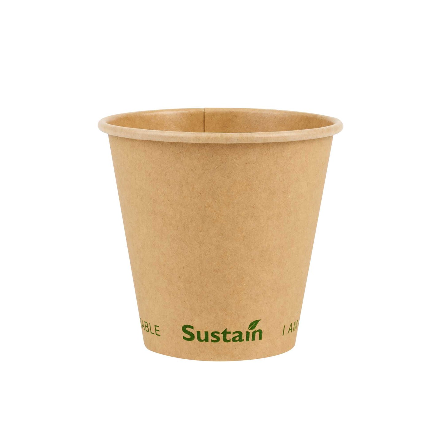 Sustain 8 oz Kraft Paper Coffee Cup - PLA Lining, Compostable, Single Wall - 3 1/2" x 3 1/2" x 3 1/4" - 1000 count box