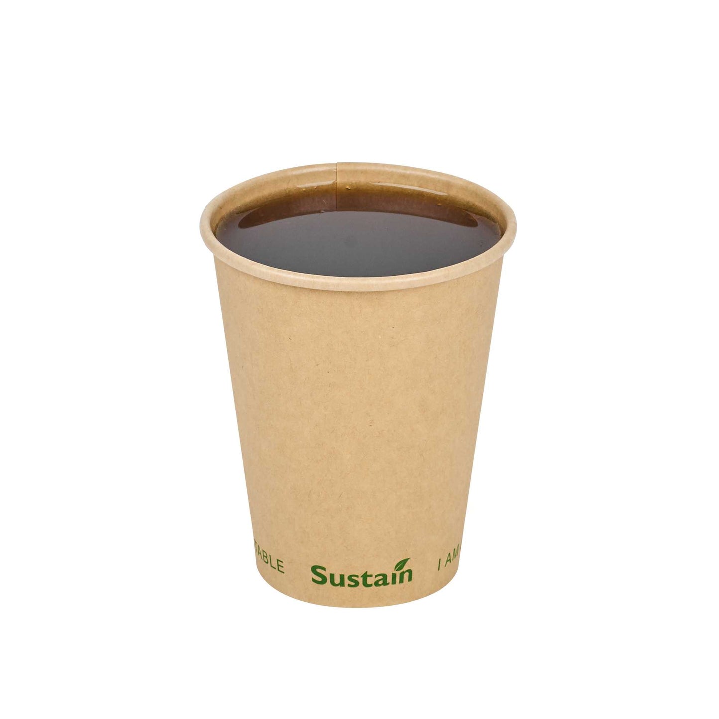 Sustain 12 oz Kraft Paper Coffee Cup - PLA Lining, Compostable, Single Wall - 3 1/2" x 3 1/2" x 4 1/4" - 1000 count box