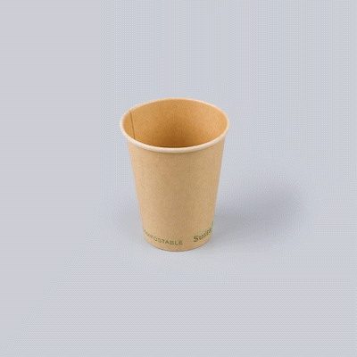 Sustain 12 oz Kraft Paper Coffee Cup - PLA Lining, Compostable, Single Wall - 3 1/2" x 3 1/2" x 4 1/4" - 1000 count box
