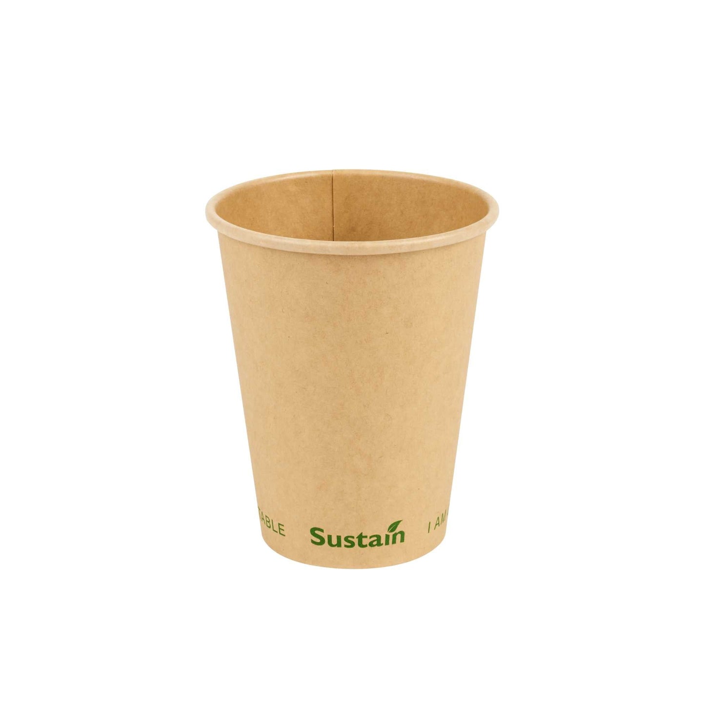Sustain 12 oz Kraft Paper Coffee Cup - PLA Lining, Compostable, Single Wall - 3 1/2" x 3 1/2" x 4 1/4" - 1000 count box