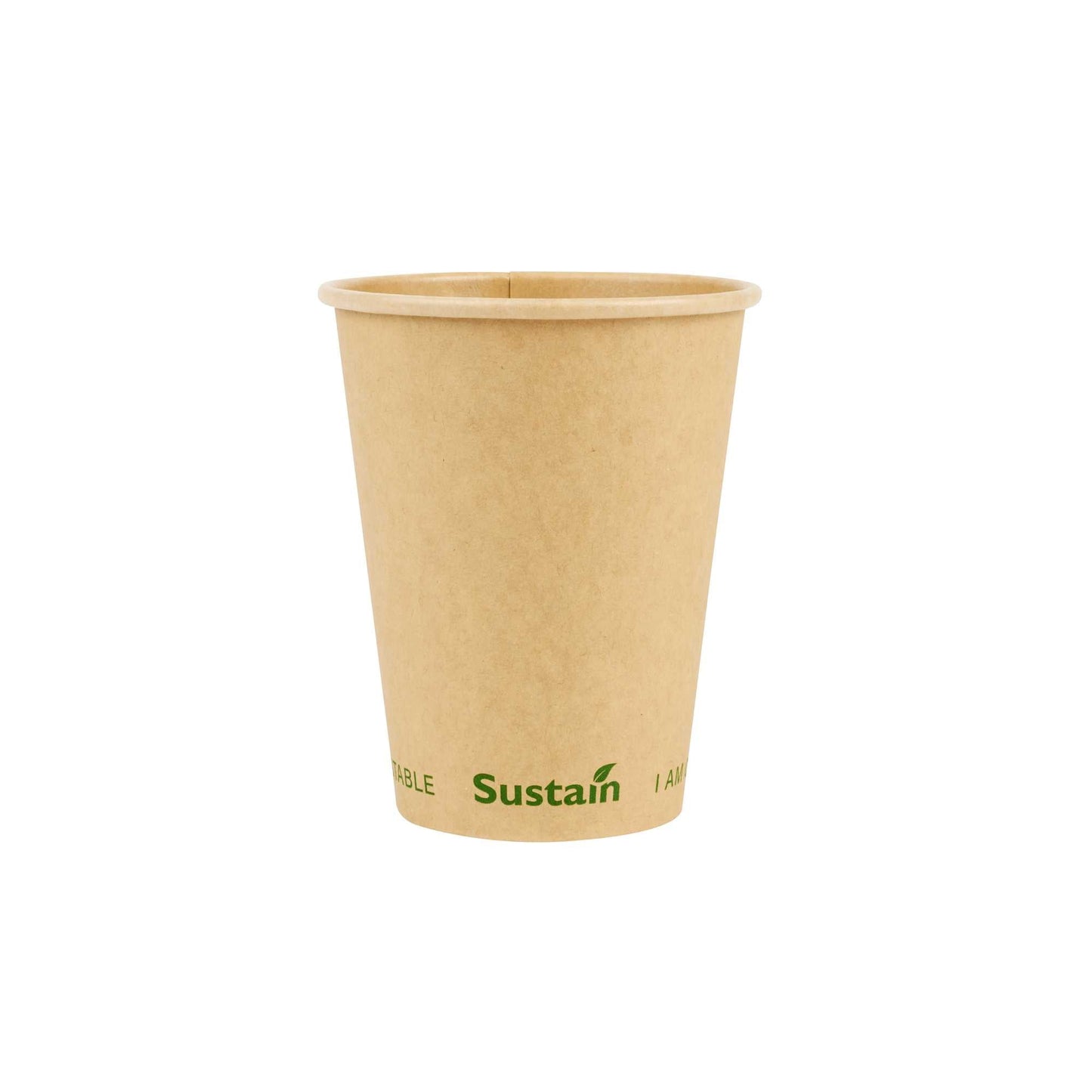 Sustain 12 oz Kraft Paper Coffee Cup - PLA Lining, Compostable, Single Wall - 3 1/2" x 3 1/2" x 4 1/4" - 1000 count box