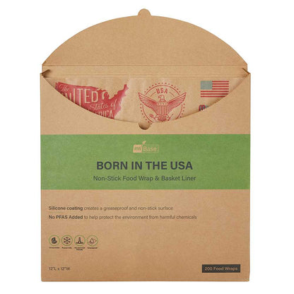 Chef 101 No PFAS Added Kraft Paper Food Wrap and Basket Liner - Born in the USA, Greaseproof, Compostable - 12" x 12" - 200 count box