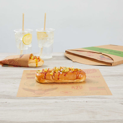 Chef 101 No PFAS Added Kraft Paper Food Wrap and Basket Liner - Born in the USA, Greaseproof, Compostable - 12" x 12" - 200 count box