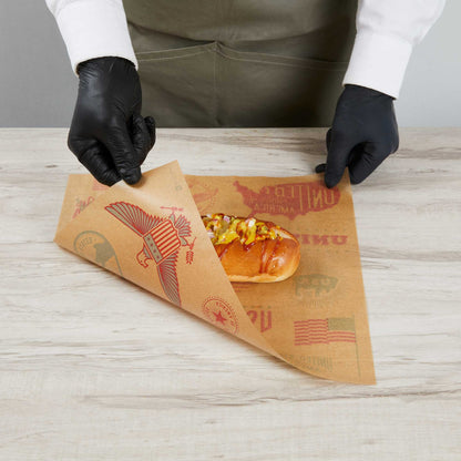 Chef 101 No PFAS Added Kraft Paper Food Wrap and Basket Liner - Born in the USA, Greaseproof, Compostable - 12" x 12" - 200 count box