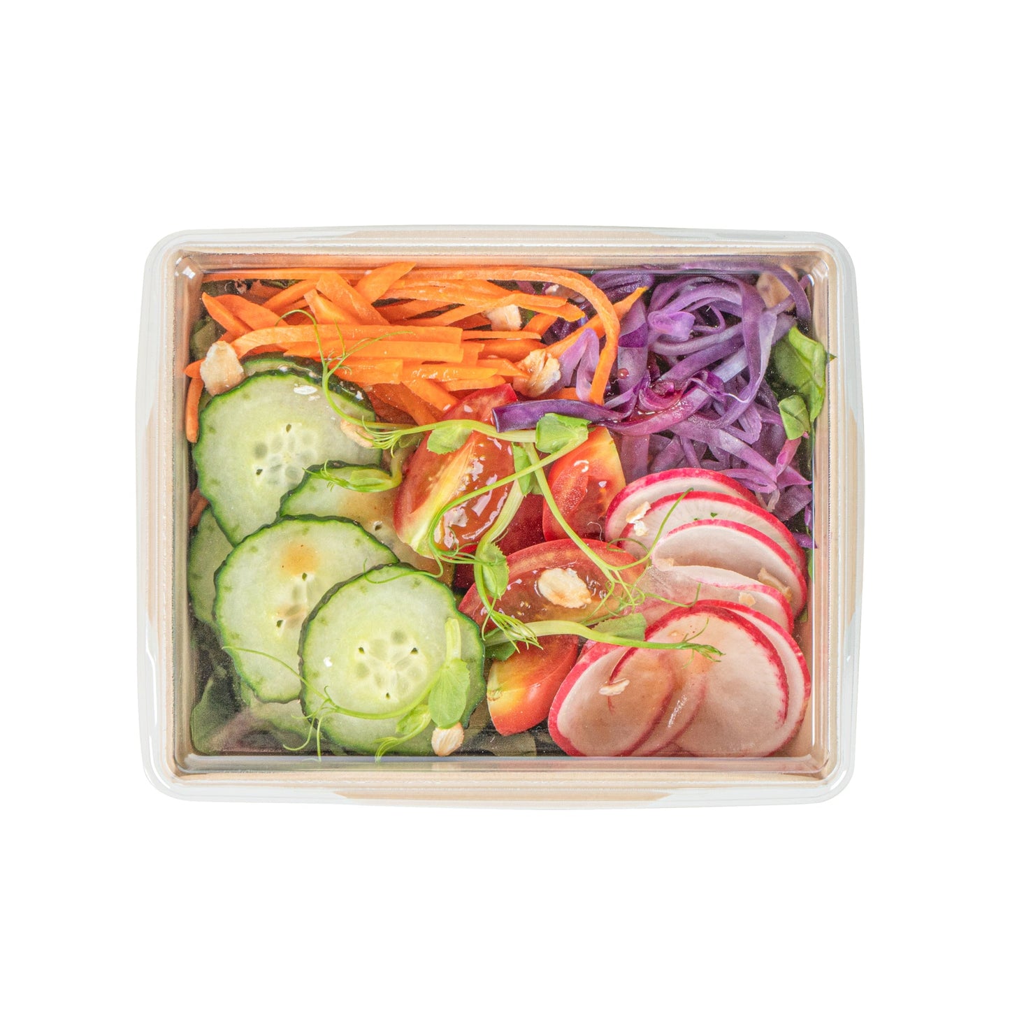 Sustain 17 oz Bamboo Paper Small Click Lock Container - with PLA Lining, Compostable - 4 1/4" x 3 1/4" x 2 3/4" - 50 count box