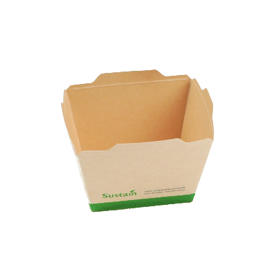 Sustain 17 oz Bamboo Paper Small Click Lock Container - with PLA Lining, Compostable - 4 1/4" x 3 1/4" x 2 3/4" - 50 count box