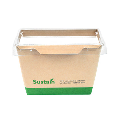Sustain 17 oz Bamboo Paper Small Click Lock Container - with PLA Lining, Compostable - 4 1/4" x 3 1/4" x 2 3/4" - 50 count box