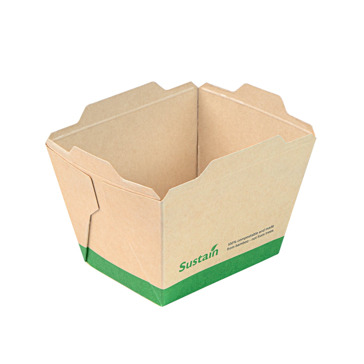 Sustain 17 oz Bamboo Paper Small Click Lock Container - with PLA Lining, Compostable - 4 1/4" x 3 1/4" x 2 3/4" - 200 count box