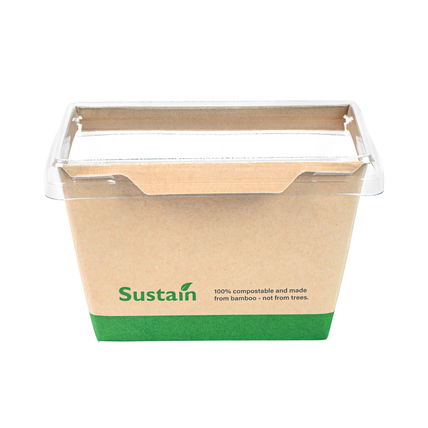 Sustain 17 oz Bamboo Paper Small Click Lock Container - with PLA Lining, Compostable - 4 1/4" x 3 1/4" x 2 3/4" - 200 count box