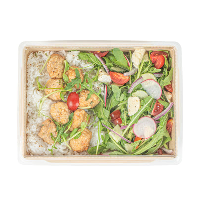 Sustain 34 oz Bamboo Paper Medium Click Lock Container - with PLA Lining, Compostable - 7 1/2" x 5 1/2" x 1 3/4" - 200 count box