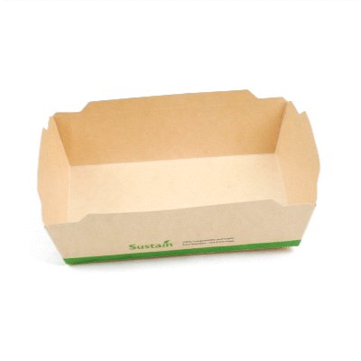 Sustain 34 oz Bamboo Paper Medium Click Lock Container - with PLA Lining, Compostable - 7 1/2" x 5 1/2" x 1 3/4" - 200 count box