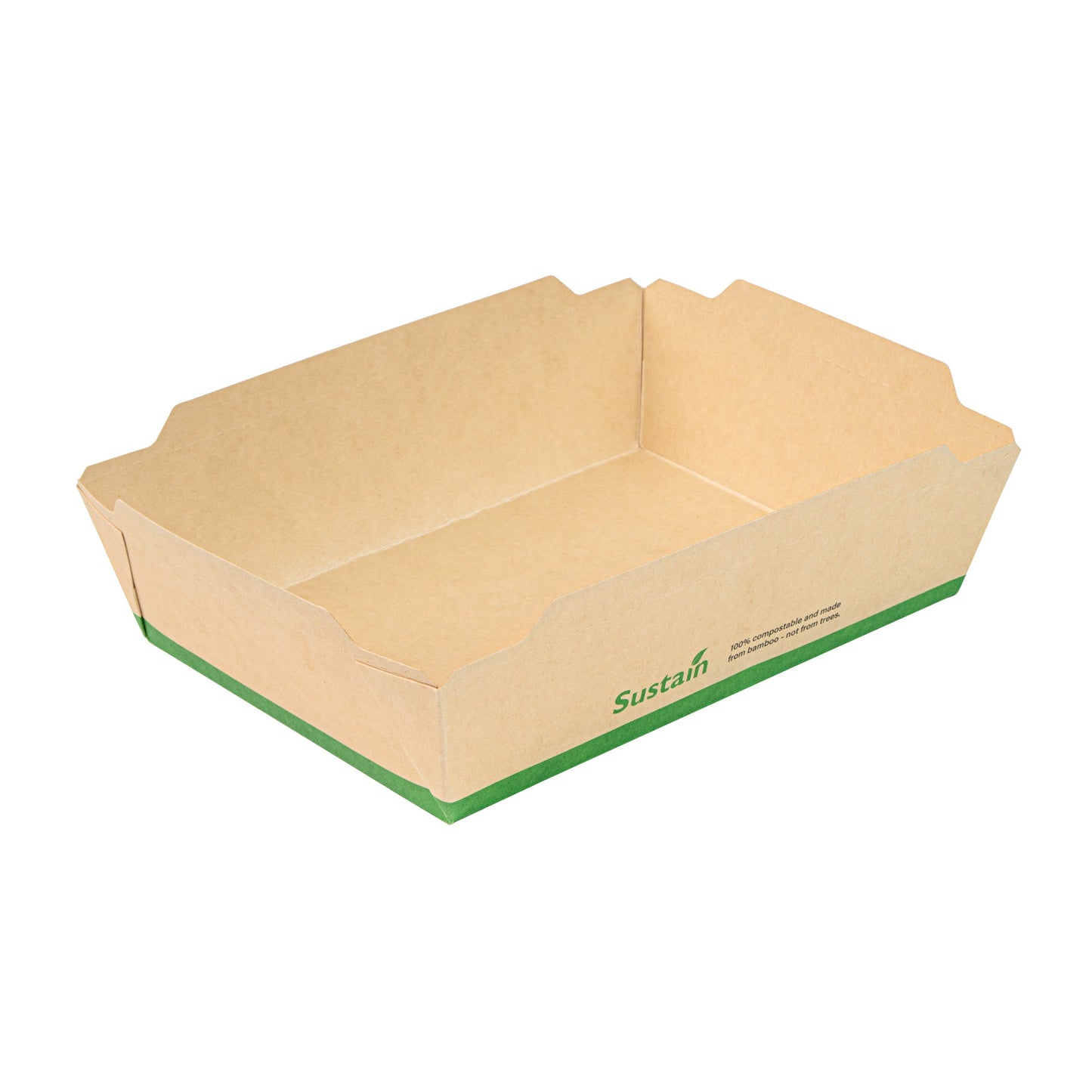 Sustain 34 oz Bamboo Paper Medium Click Lock Container - with PLA Lining, Compostable - 7 1/2" x 5 1/2" x 1 3/4" - 200 count box