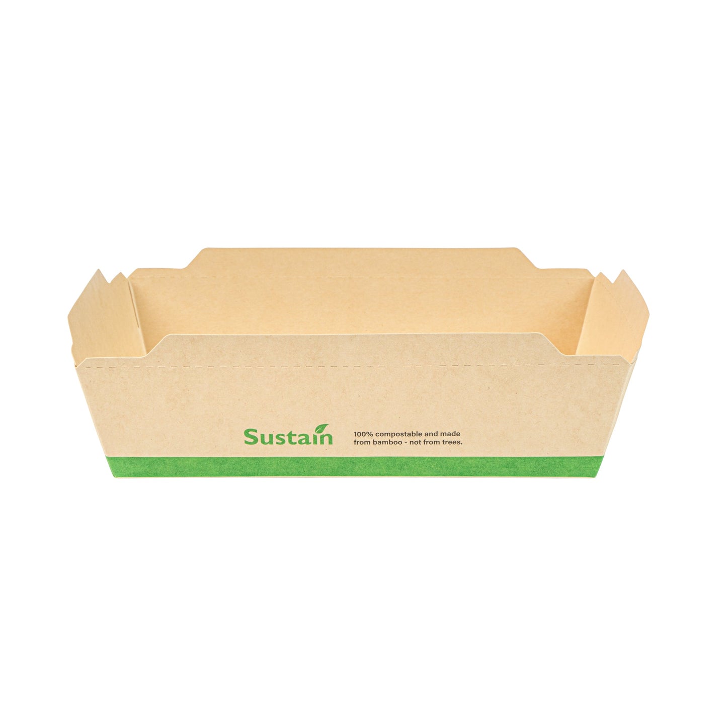 Sustain 34 oz Bamboo Paper Medium Click Lock Container - with PLA Lining, Compostable - 7 1/2" x 5 1/2" x 1 3/4" - 200 count box