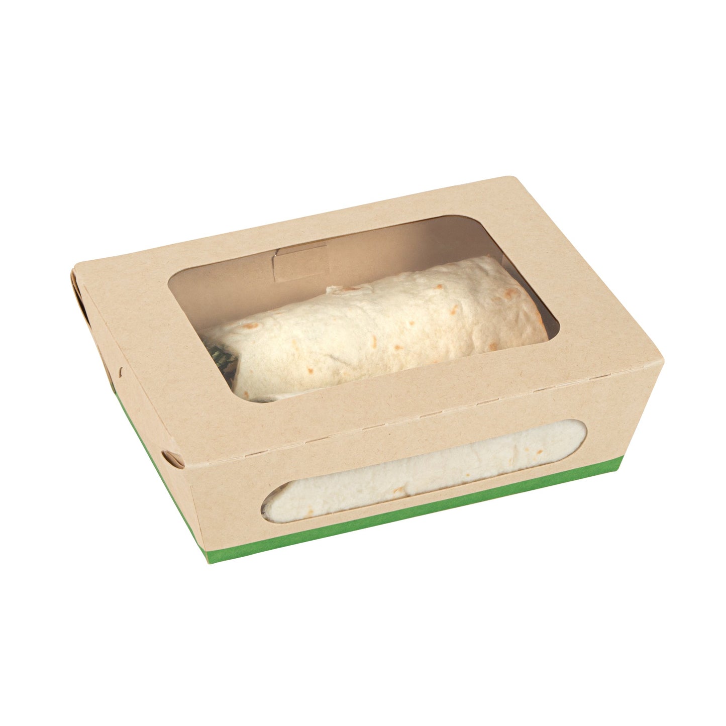Sustain 28 oz Bamboo Paper Small Bio Take Out Container - with PLA Lining and Windows, Compostable - 6 1/4" x 4 3/4" x 2" - 200 count box