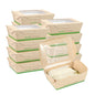 Sustain 28 oz Bamboo Paper Small Bio Take Out Container - with PLA Lining and Windows, Compostable - 6 1/4" x 4 3/4" x 2" - 50 count box