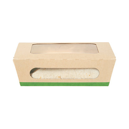 Sustain 28 oz Bamboo Paper Small Bio Take Out Container - with PLA Lining and Windows, Compostable - 6 1/4" x 4 3/4" x 2" - 200 count box