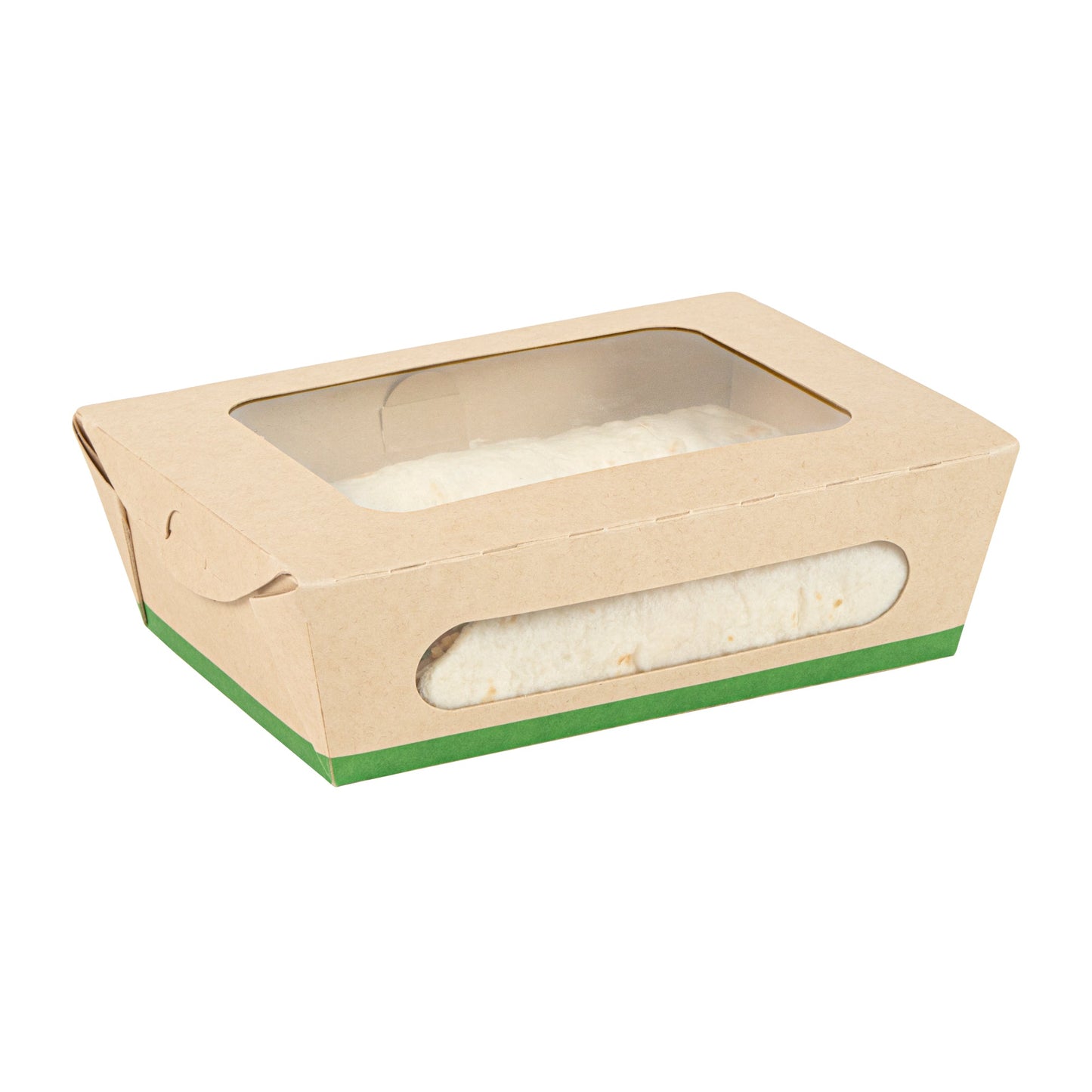 Sustain 28 oz Bamboo Paper Small Bio Take Out Container - with PLA Lining and Windows, Compostable - 6 1/4" x 4 3/4" x 2" - 200 count box