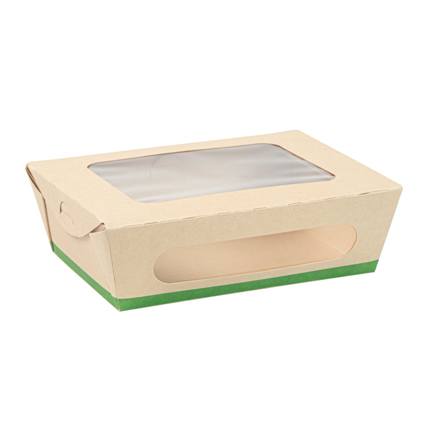 Sustain 28 oz Bamboo Paper Small Bio Take Out Container - with PLA Lining and Windows, Compostable - 6 1/4" x 4 3/4" x 2" - 200 count box