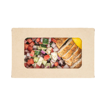 Sustain 35 oz Bamboo Paper Medium Bio Take Out Container - with PLA Lining and Windows, Compostable - 8" x 4 3/4" x 2" - 200 count box
