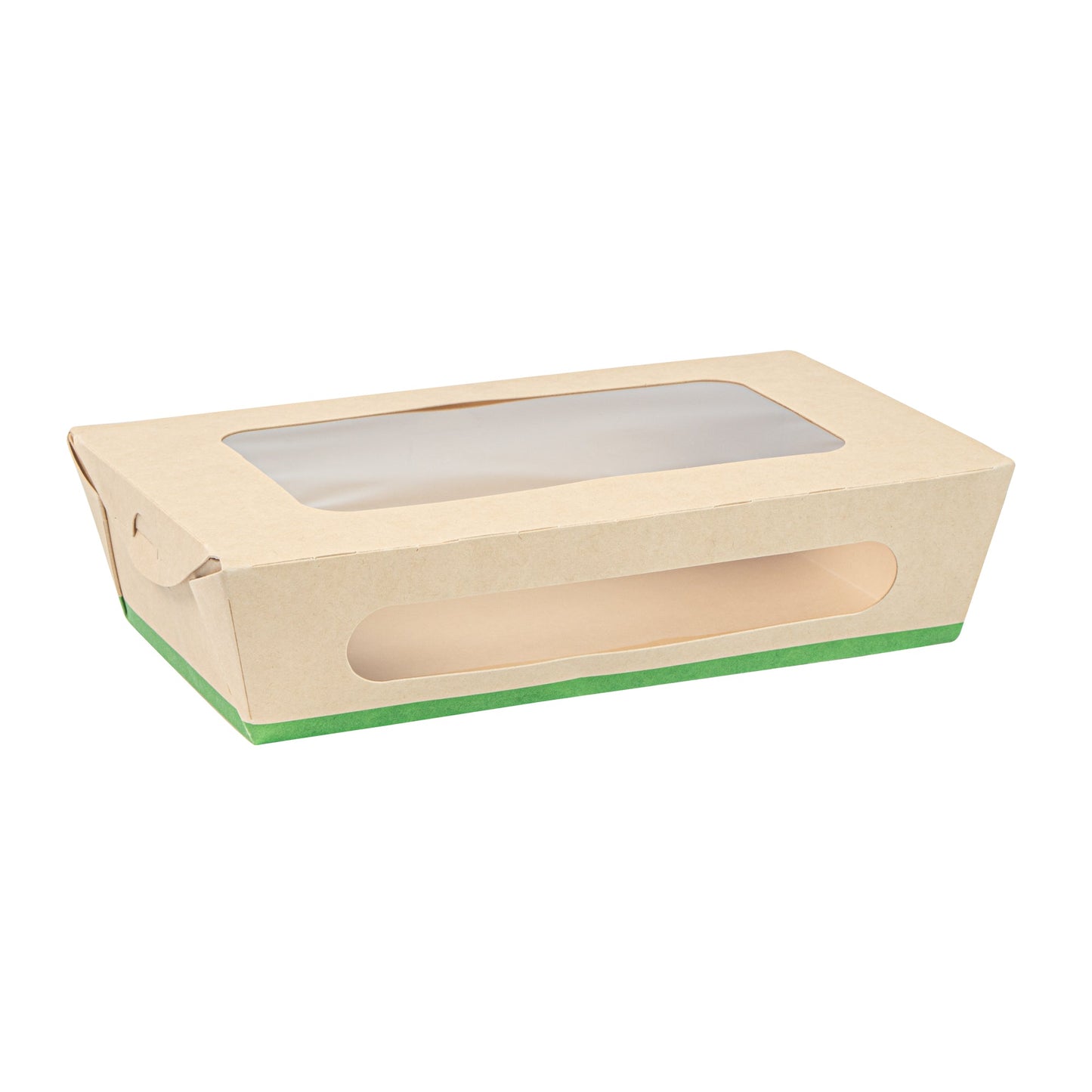 Sustain 35 oz Bamboo Paper Medium Bio Take Out Container - with PLA Lining and Windows, Compostable - 8" x 4 3/4" x 2" - 200 count box